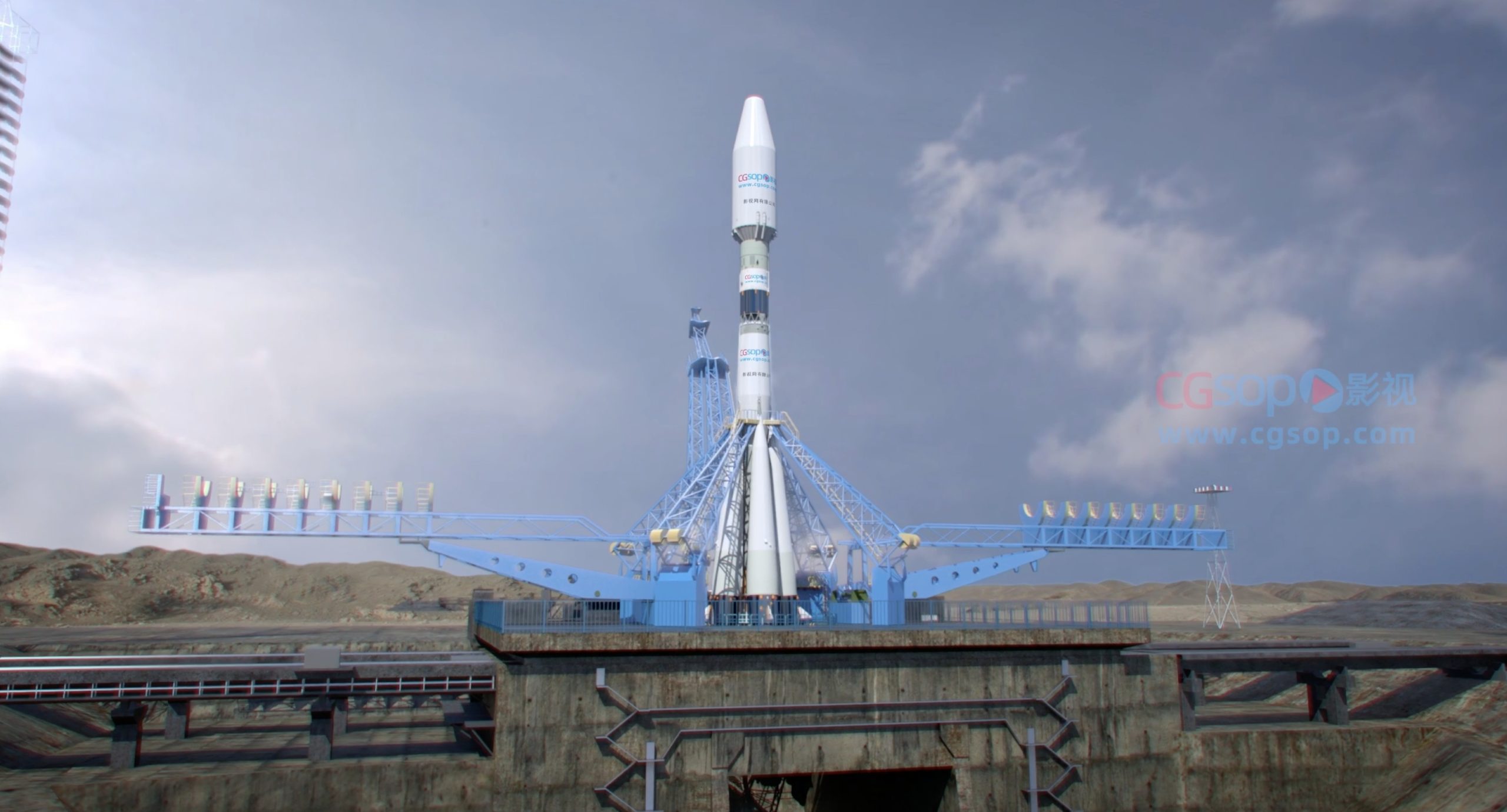 logo航天火箭升空AE模板