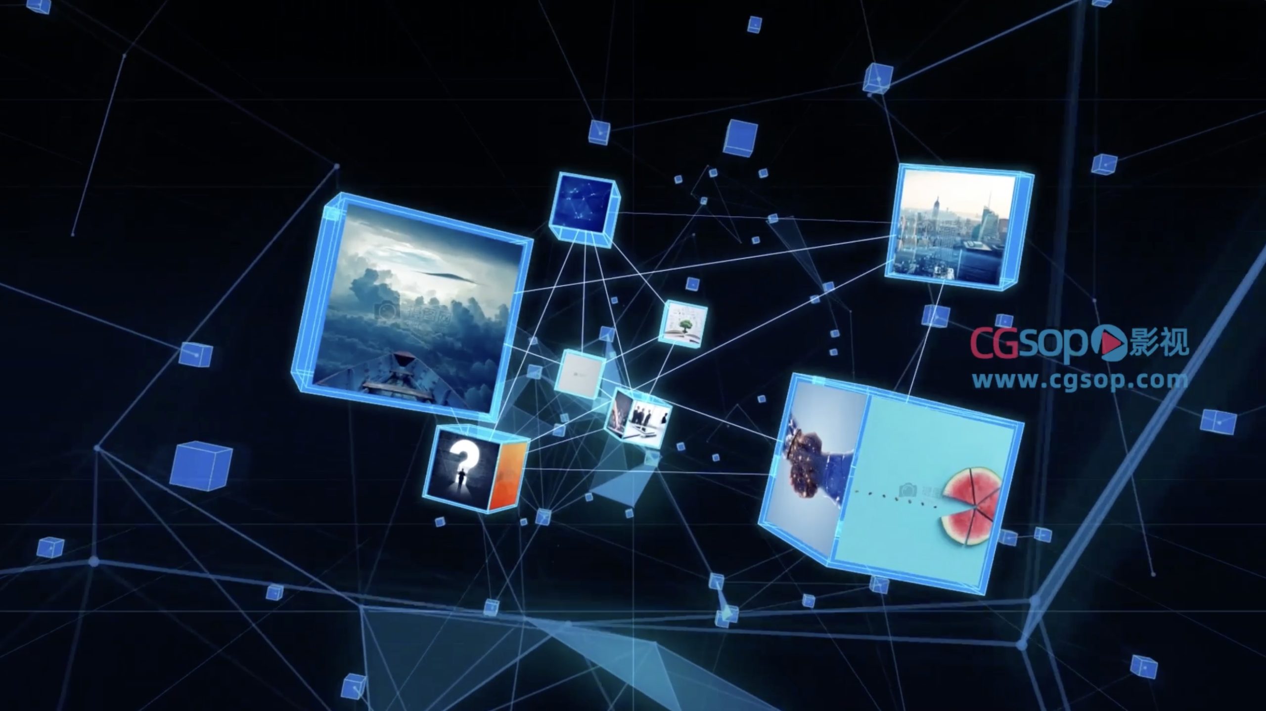 高科技图片连线logo演绎AE模板