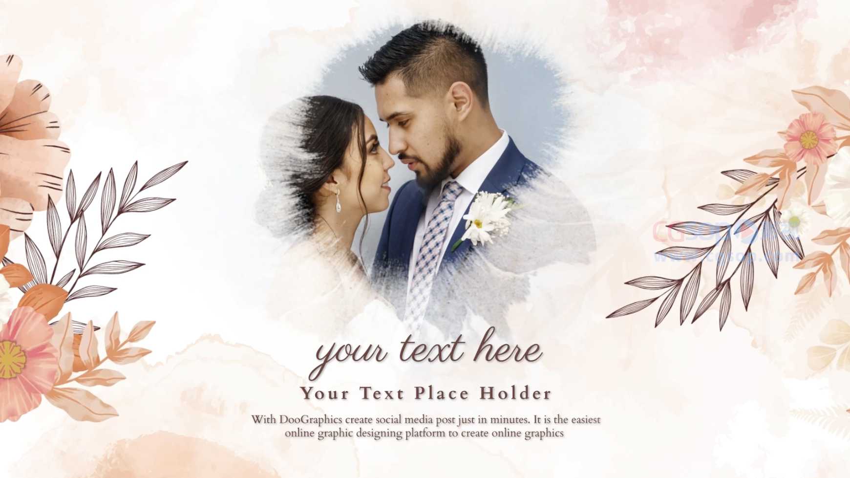 花卉中晕染出现的婚礼照片