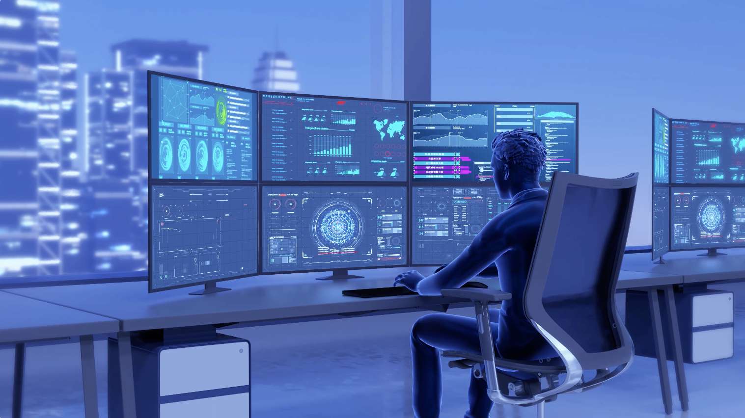 科技办公AI大数据人工智能场景服务器素材