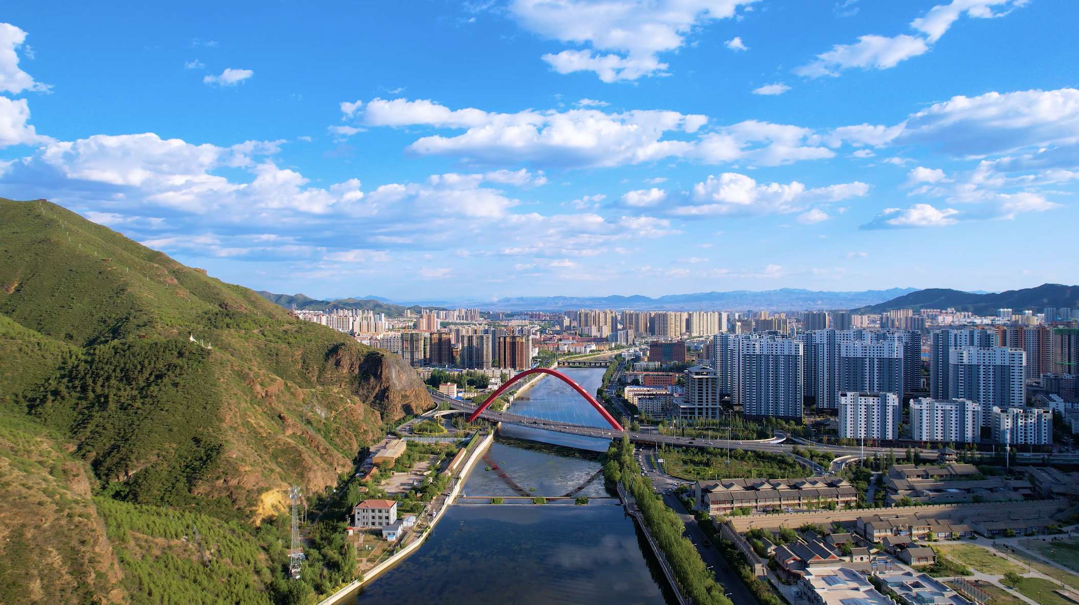 张家口城市航拍延时夜景