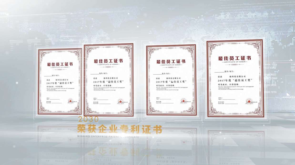 干净整洁企业荣誉证书展示AE模板