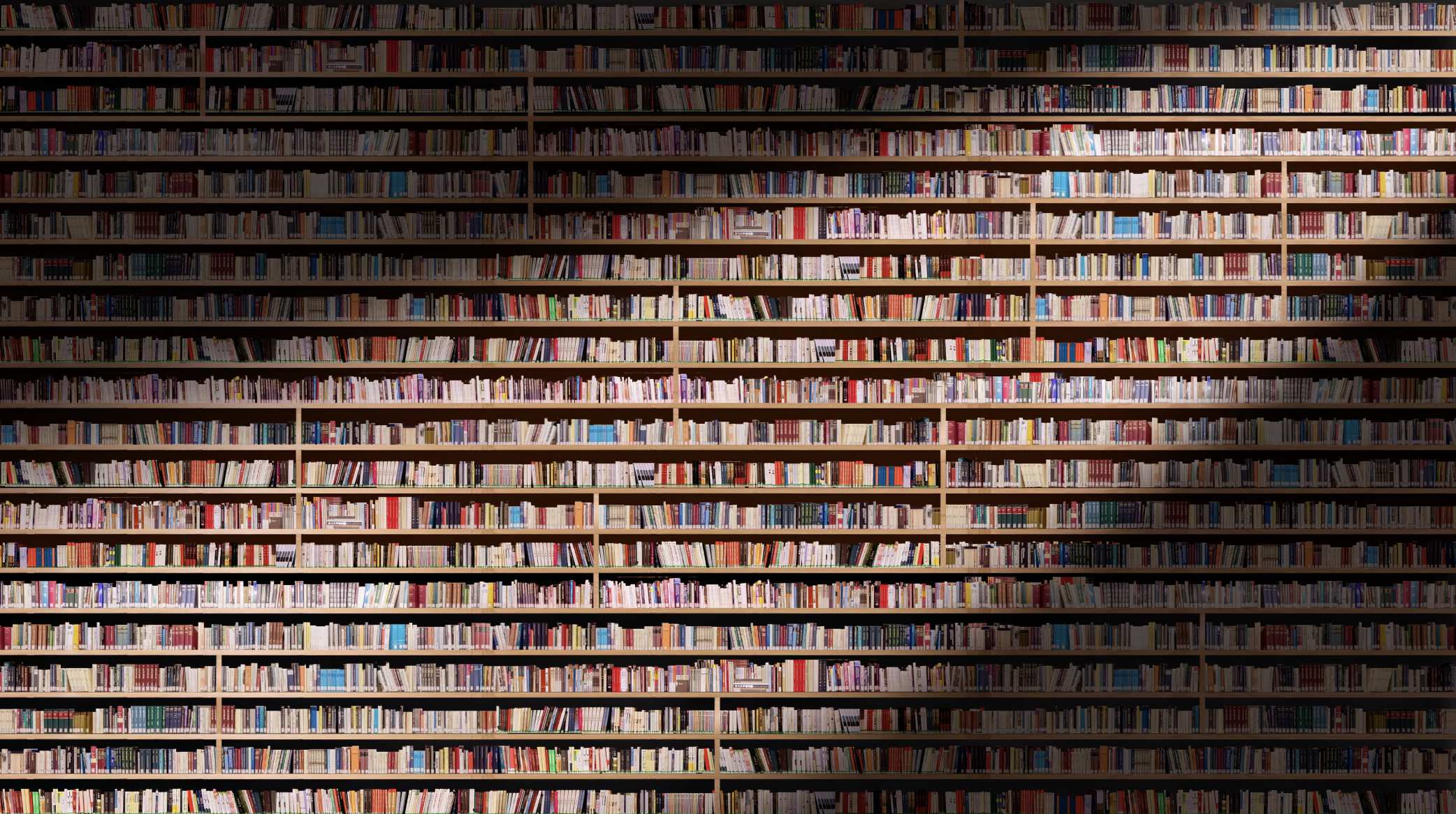 大型图书馆书籍墙知识的海洋