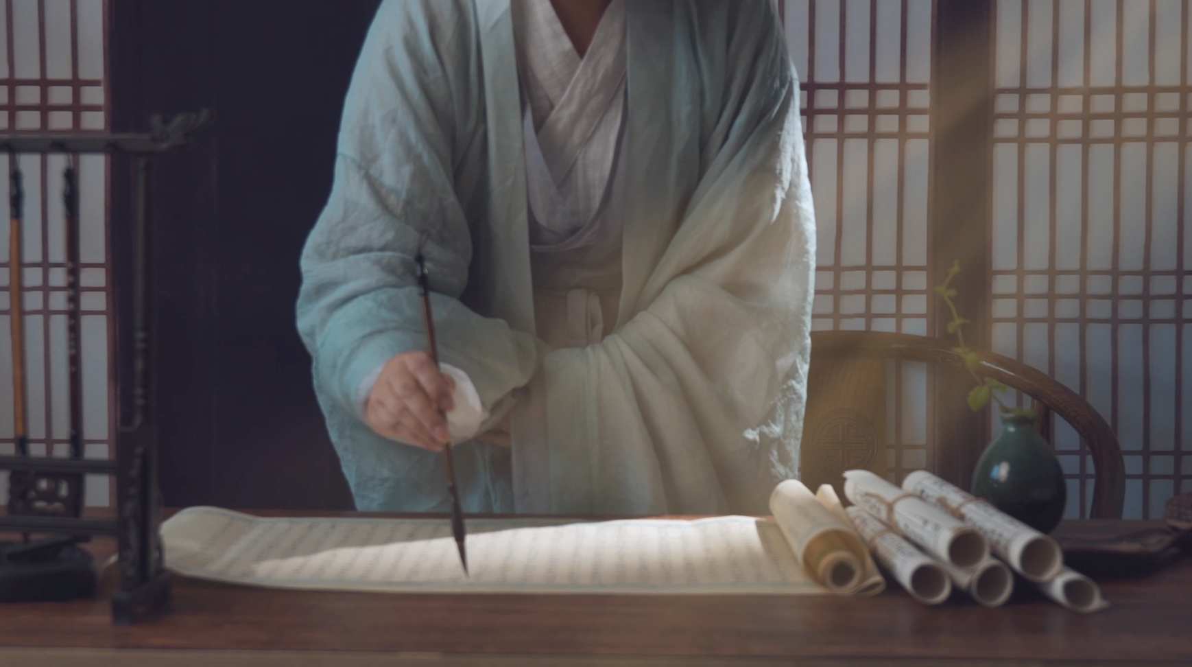 书写书法笔墨纸砚视频素材