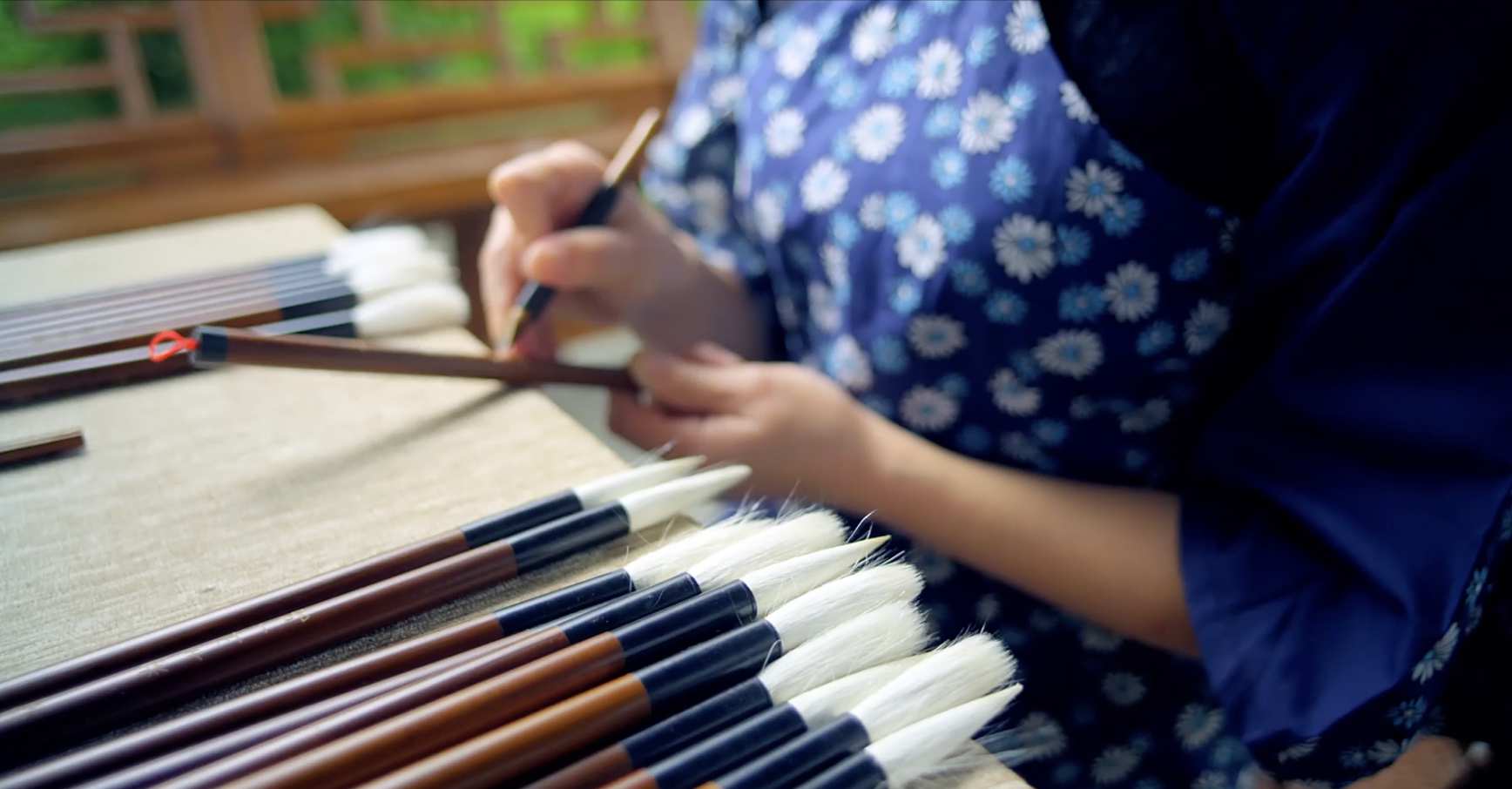 毛笔制作书法笔墨纸砚视频素材