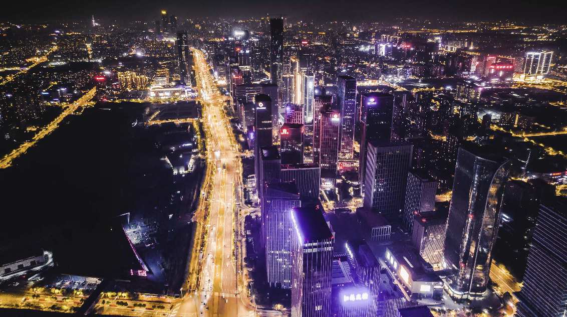 河西夜景城市大楼城市