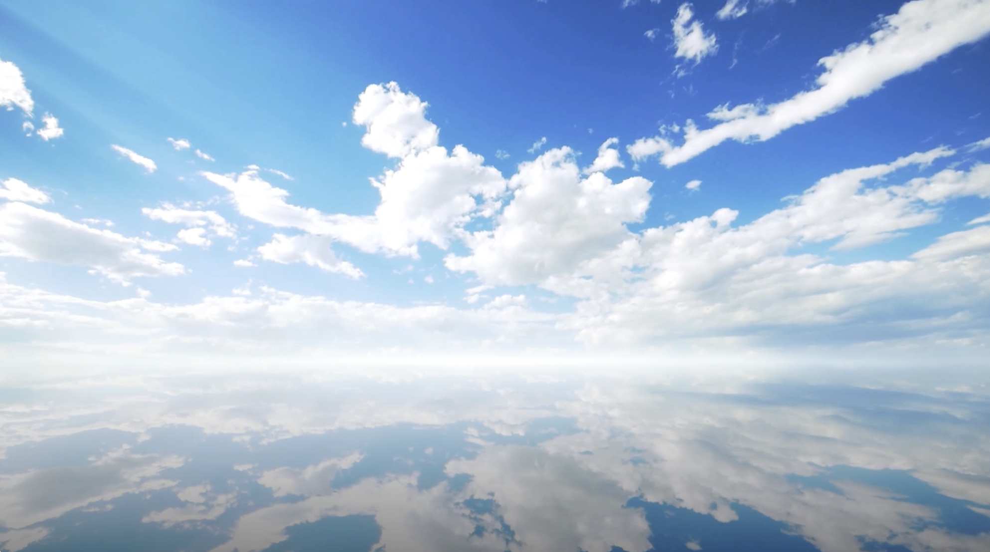 蓝天白云天空之镜倒影延时背景视频湖面倒影背景
