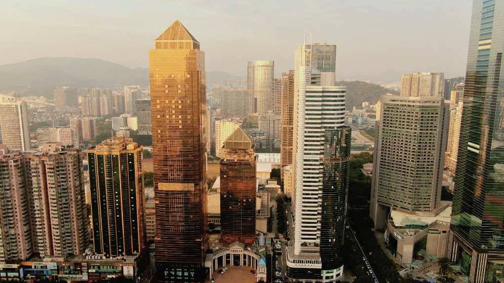 航拍广州天河区城市CBD大楼