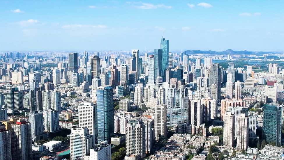 航拍城市建筑商业中心高楼林立