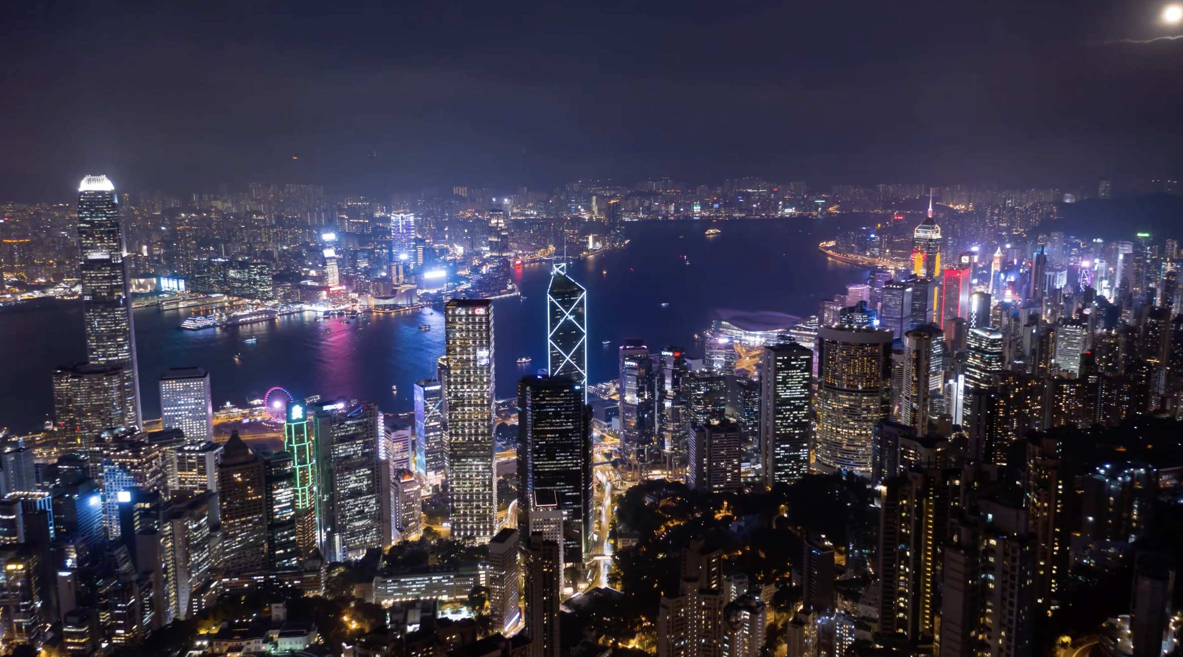 科技城市繁华街道夜景航拍素材