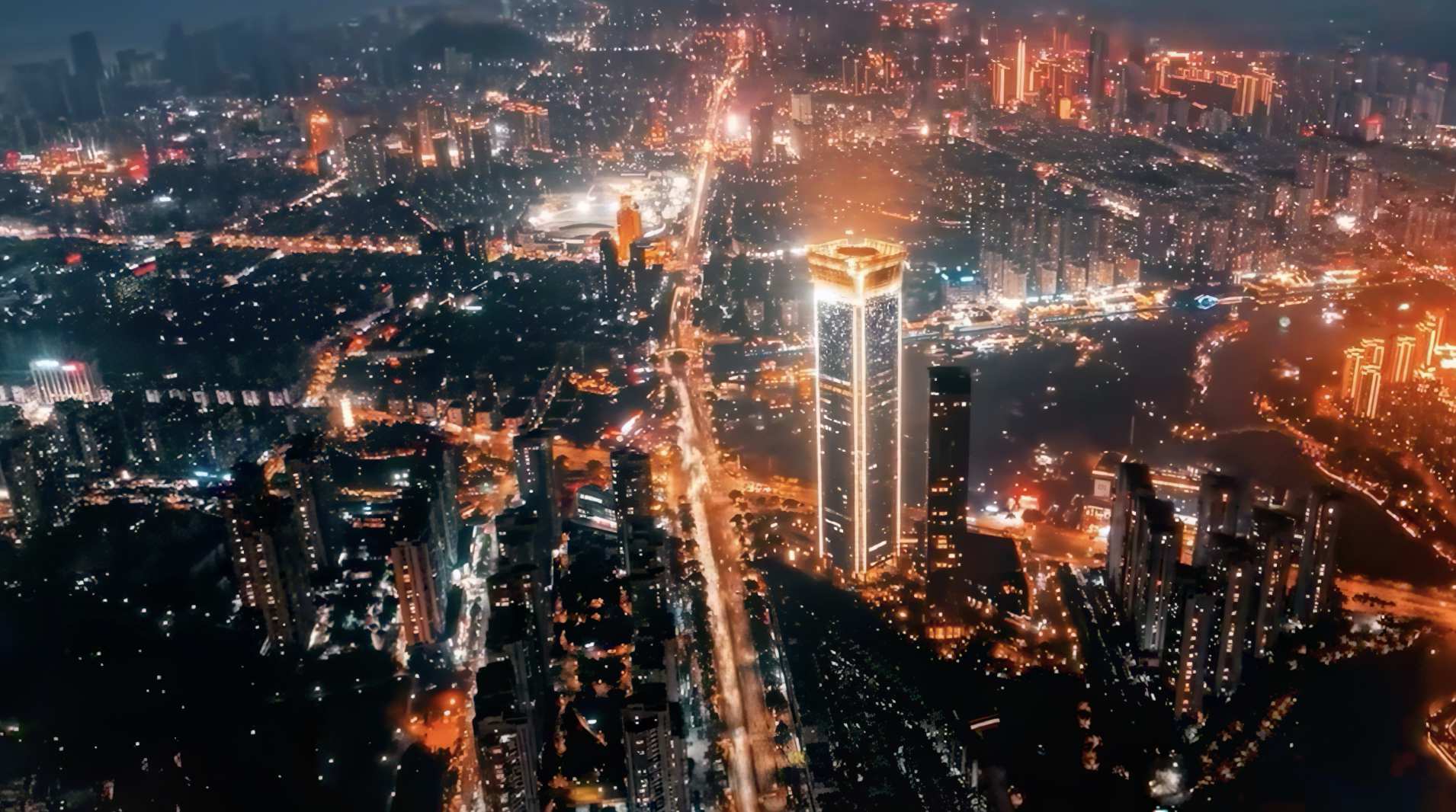 城市停电、航拍、夜景