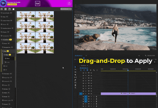 PR脚本-1760种社交媒体文字标题排版视频转场叠加特效调色分屏预设 Gal Toolkit V3.5