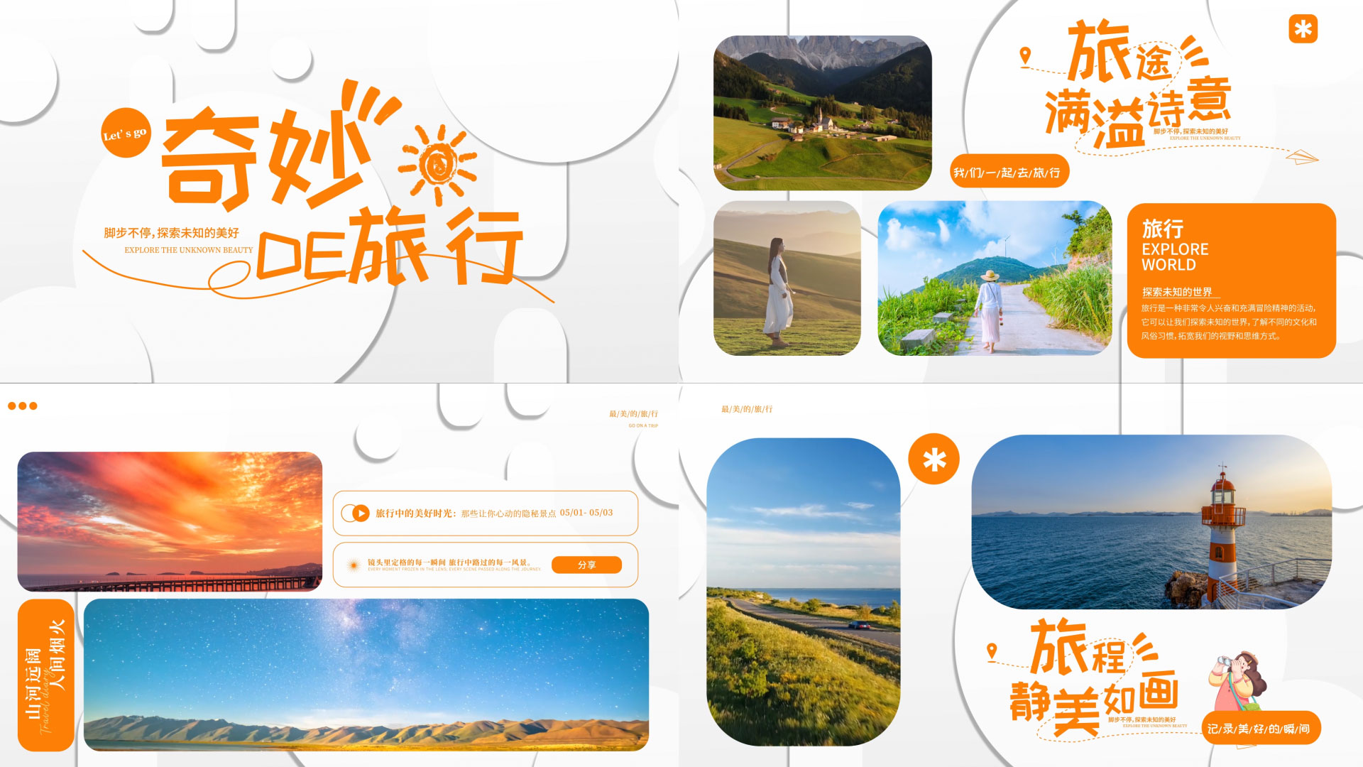 简约清新旅游拼贴图文卡点快闪AE模板