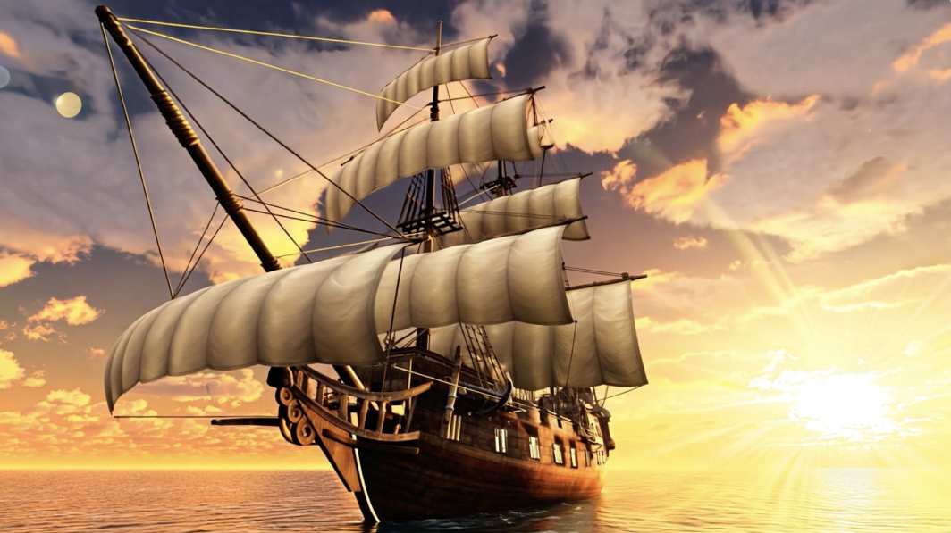 CG帆船海上行走AI视频