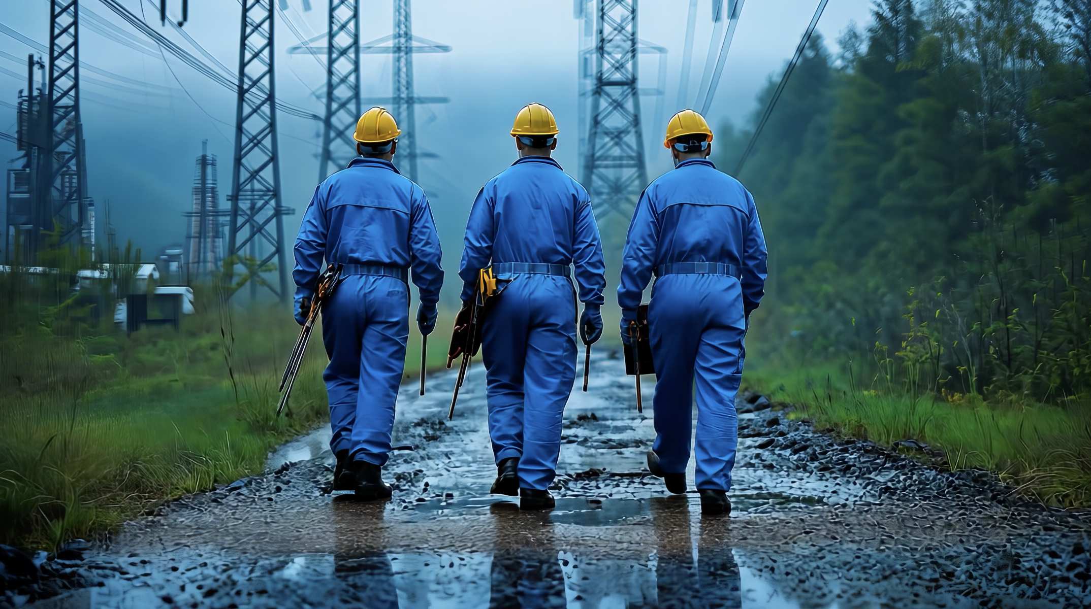 电力工人在前行保障电力系统