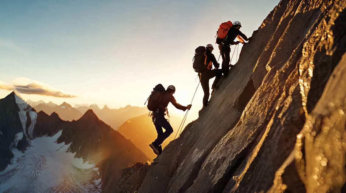 勇攀高峰攀登永不放弃视频素材