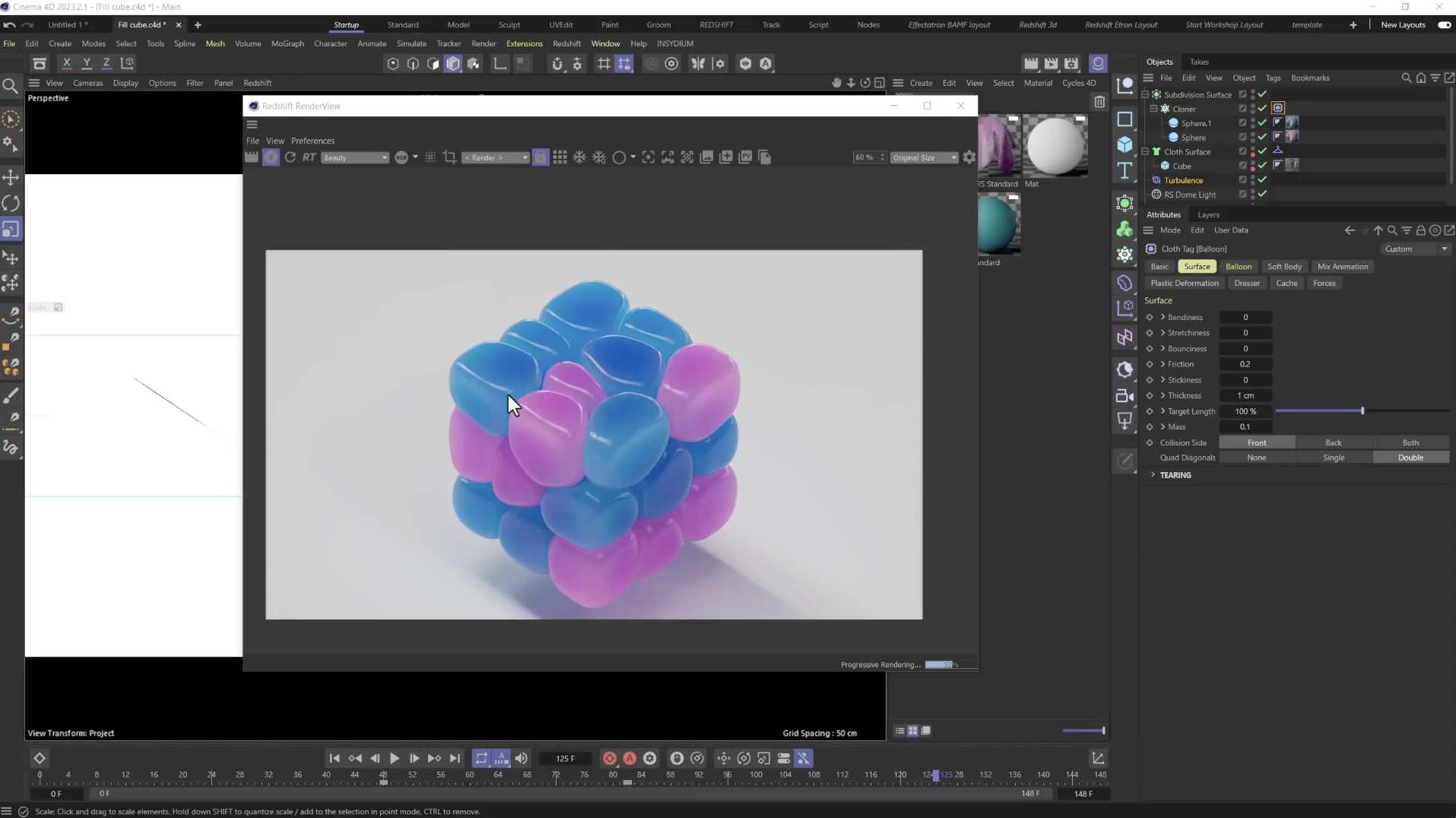 C4D教程-使用柔体动力学创建立方体填充动画 New C4D Soft Body Dynamics, Filling a Cube with Shapes
