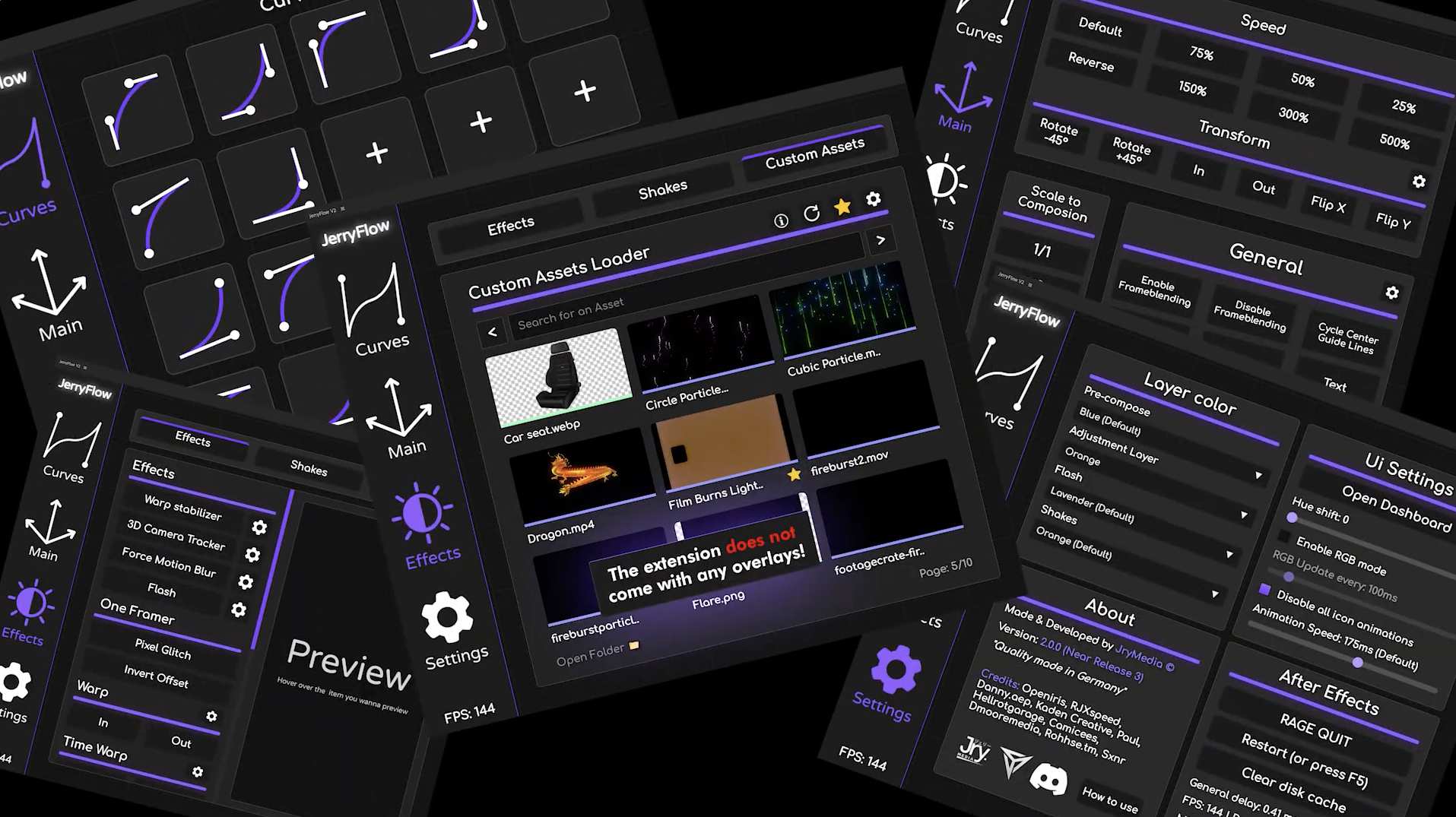 AE脚本-关键帧曲线缓入缓出动画调整预设 JerryFlow V2 v2.0.1+使用教程