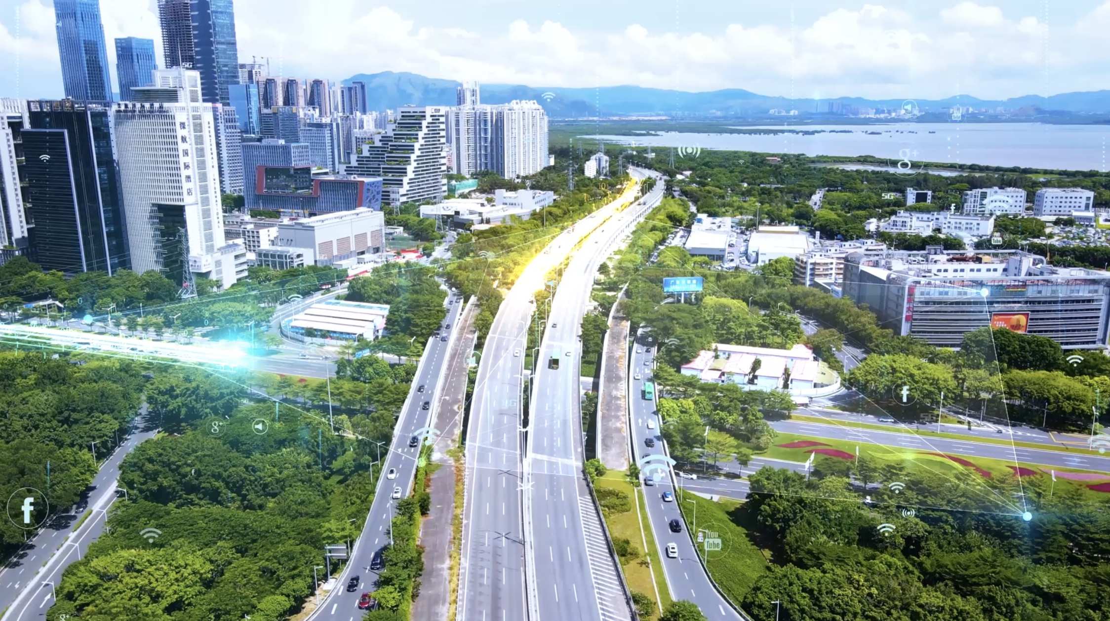 城市科技场景粒子光线