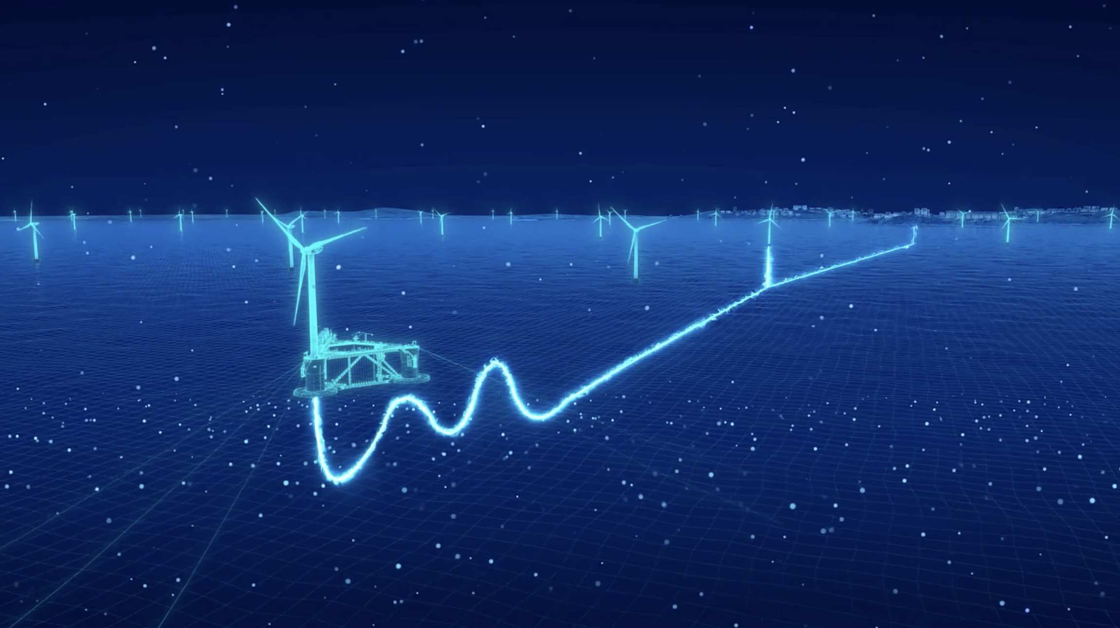 海上风力发电平台3D演示动画