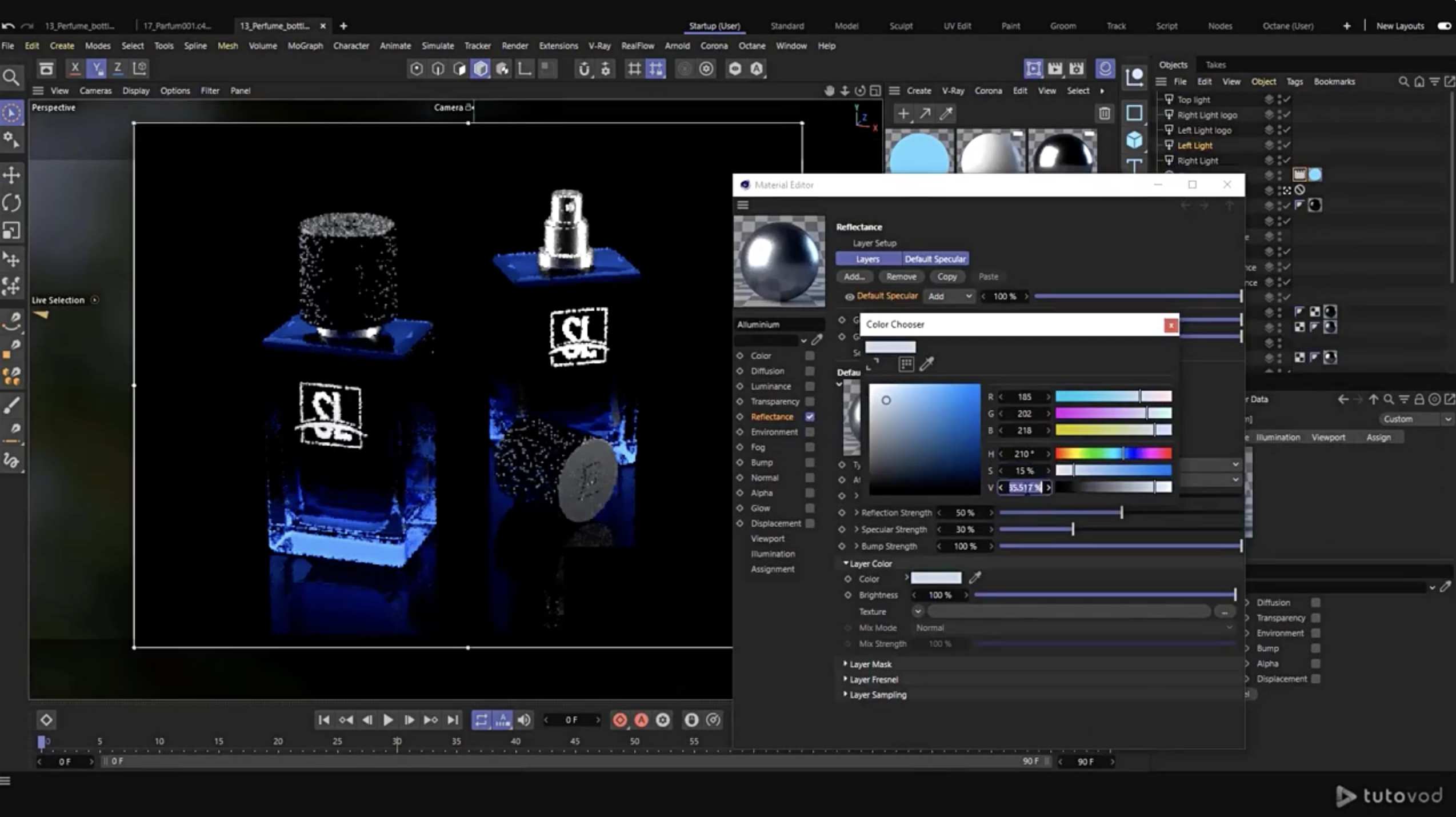 三维产品香水玻璃瓶建模材质渲染C4D教程 Create a Perfume Bottle in Cinema 4D