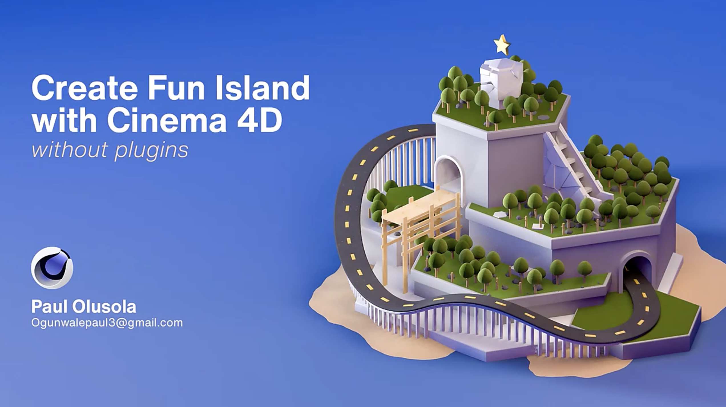 C4D教程-制作三维可爱卡通小岛 Create a fun 3D island with Cinema 4D