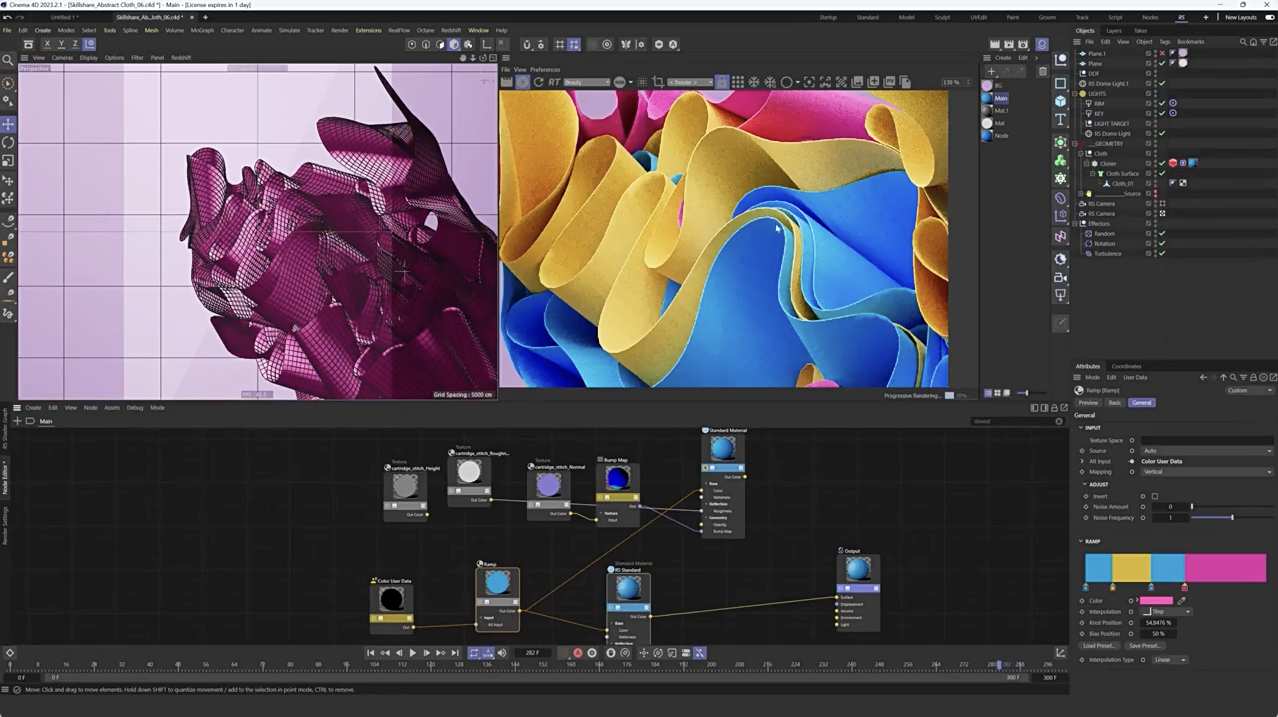 C4D教程-学习制作现代栏目包装抽象布料动画 Abstract Cloth Animation in Cinema 4D