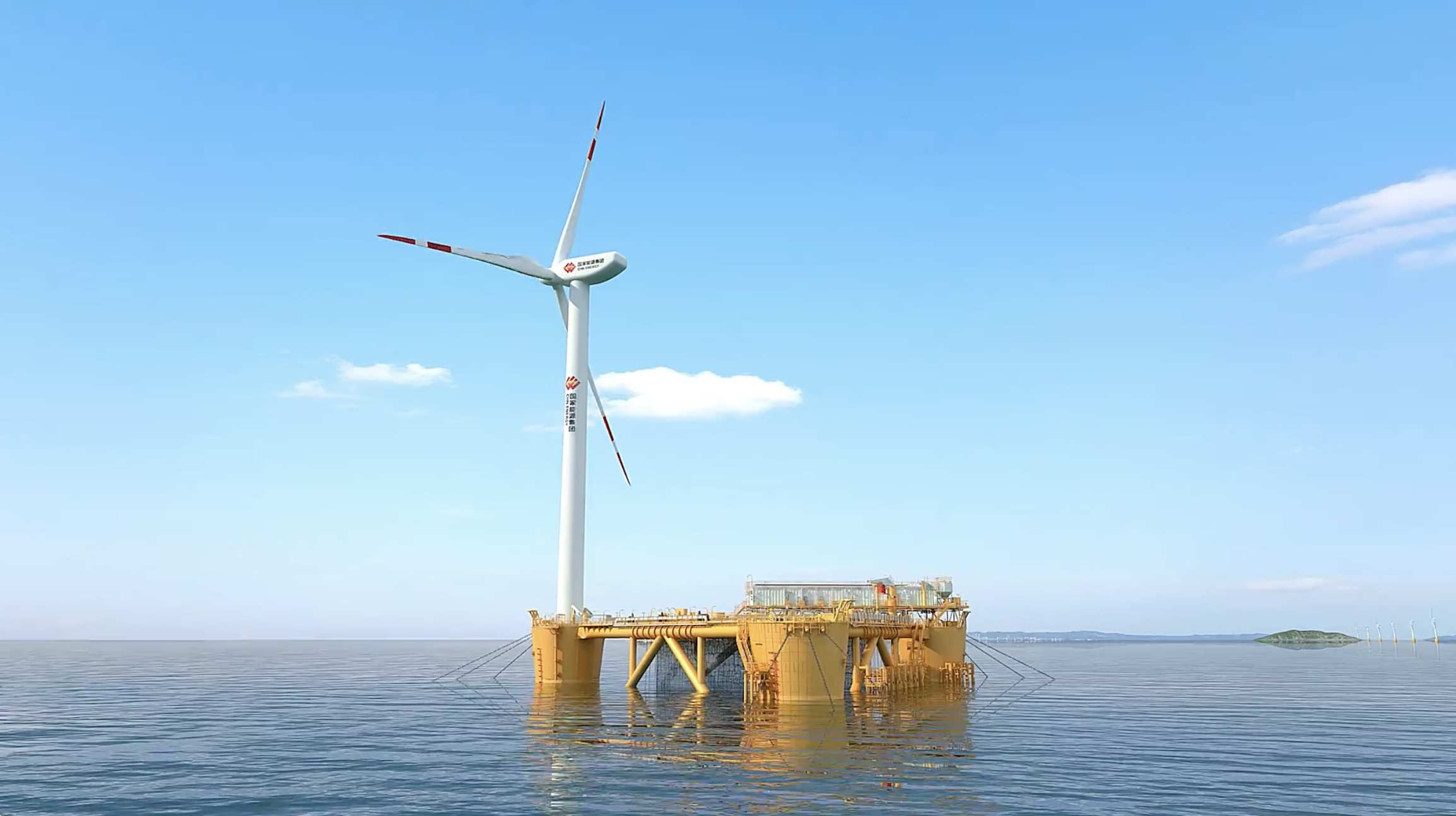 海上风力发电平台3D演示动画