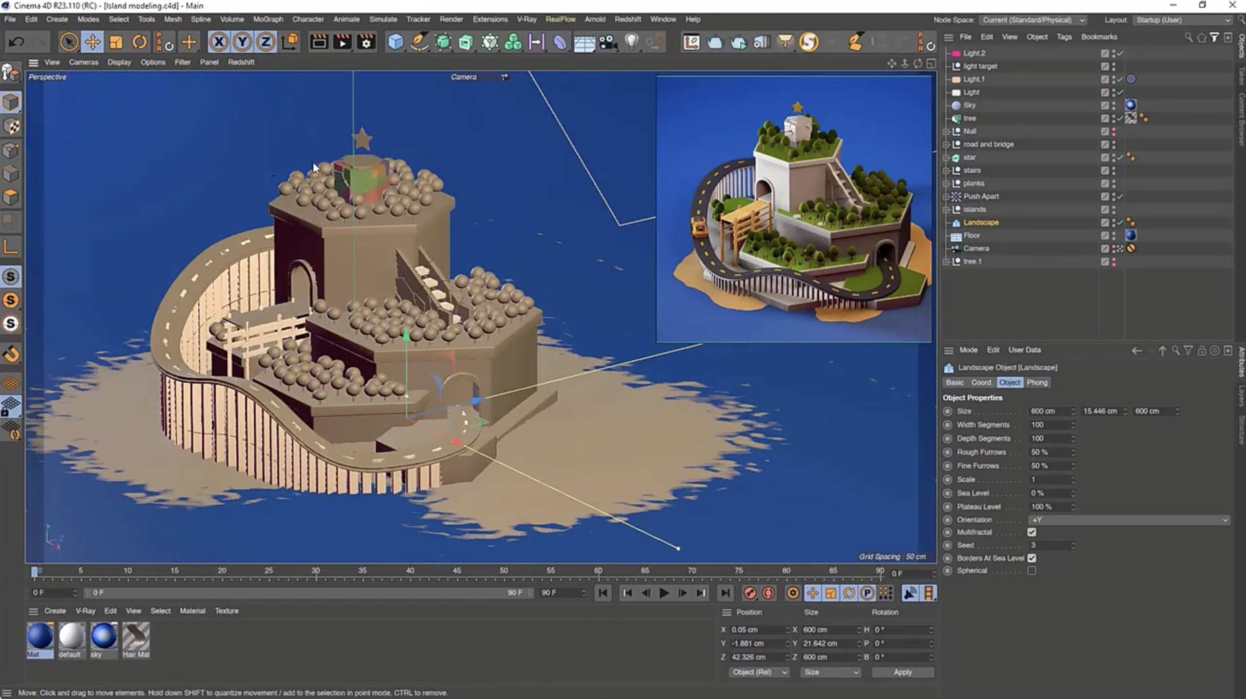 C4D教程-制作三维可爱卡通小岛 Create a fun 3D island with Cinema 4D