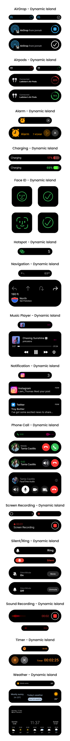 苹果手机灵动岛UI界面图形展示动画 Phone UI Interface Pack