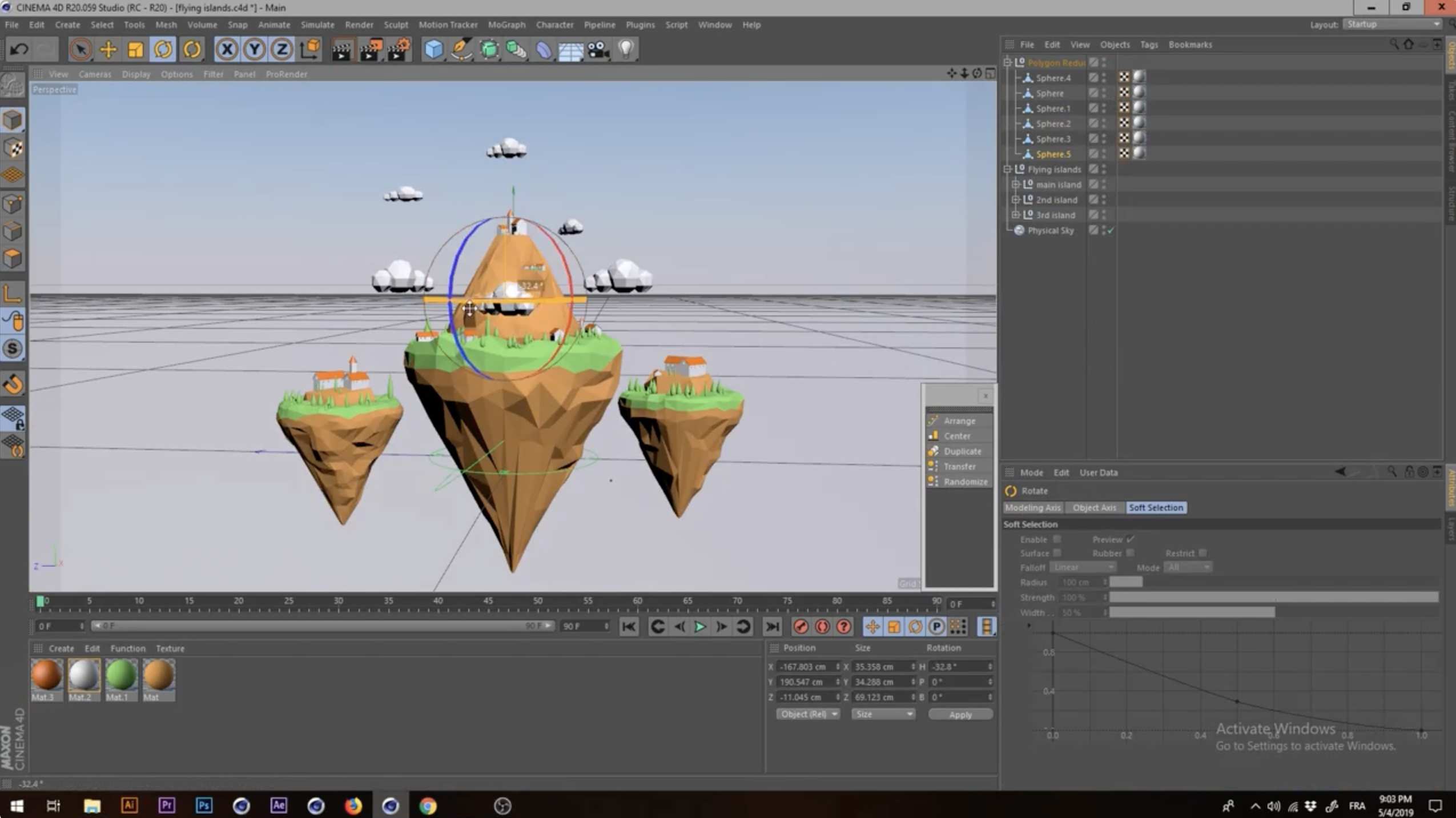 C4D教程-创建可爱卡通低多边形悬浮岛屿 Skillshare – Creating a low poly floating islands in Cinema 4D