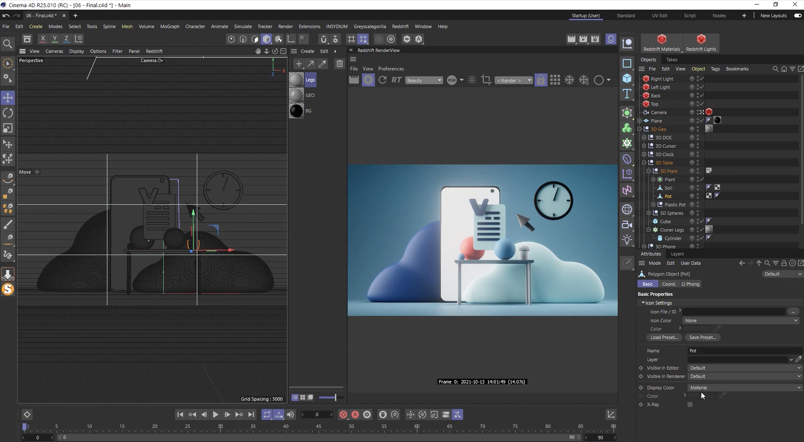 C4D教程-参考矢量平面插画制作三维场景效果 Cinema 4D and Redshift: 2D vector to 3D render