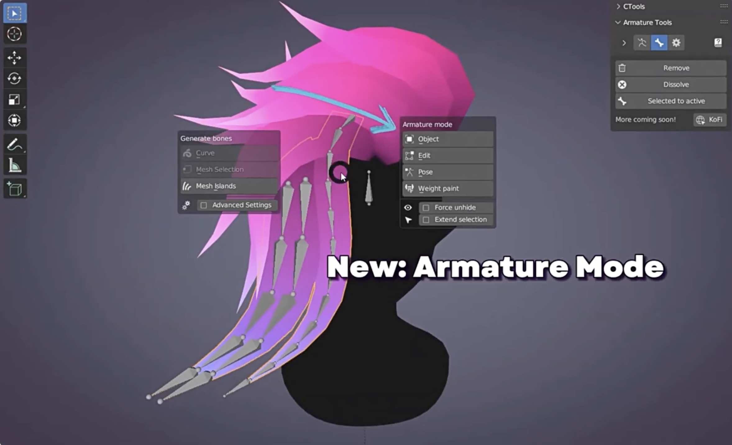 Blender插件-骨骼权重生成编辑工具 Armature Tools V5.2.7