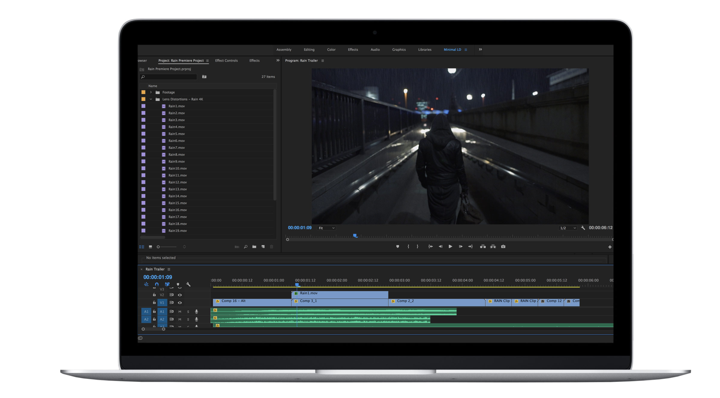 25组下雨特效合成4K视频素材 lensdistortions RAIN