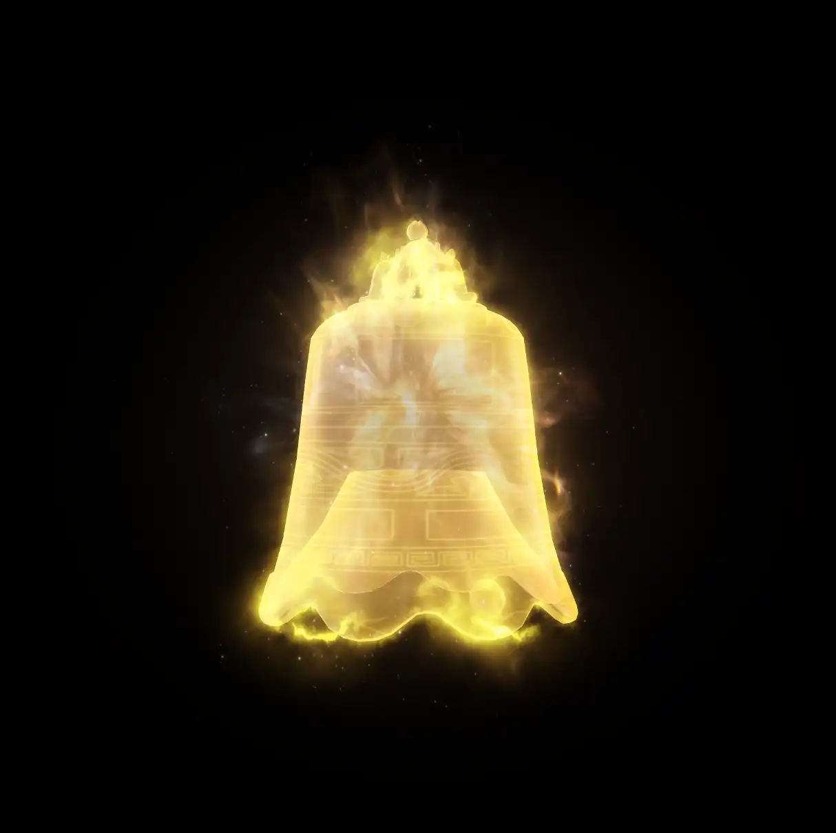 金色古钟光效钟金钟罩法术钟钟