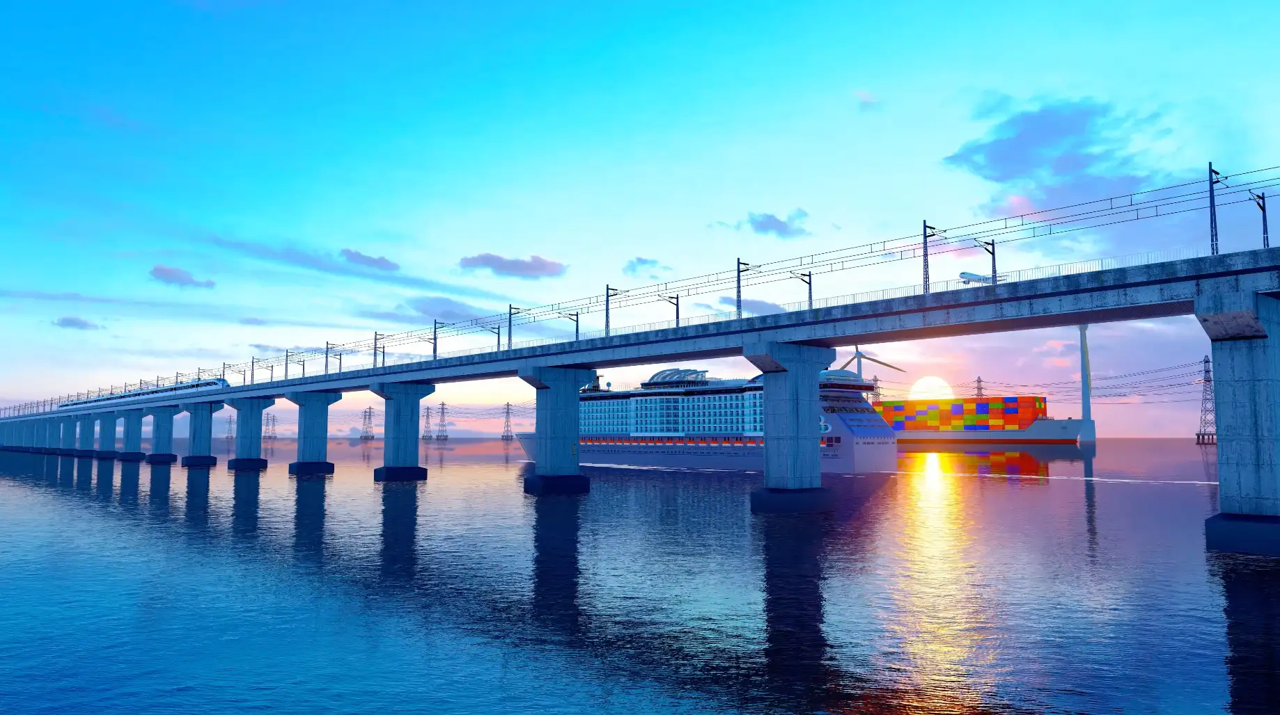 唯美高铁和谐号动车邮轮飞机油田电力交通