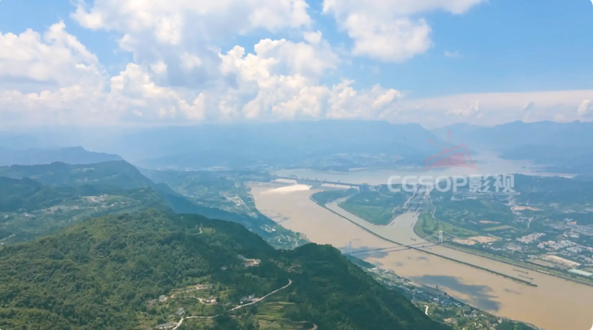 4k航拍三峡大坝大景