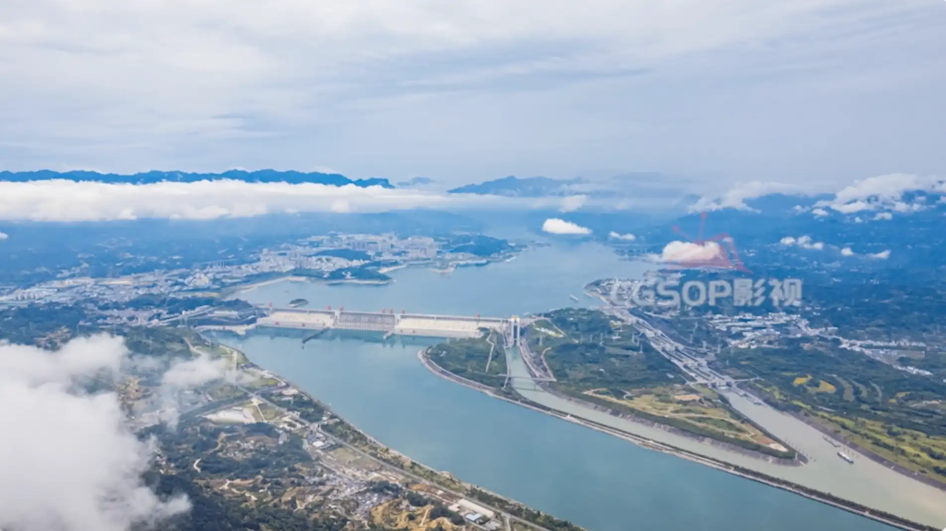8k震撼长江三峡大坝全景自然风光延时