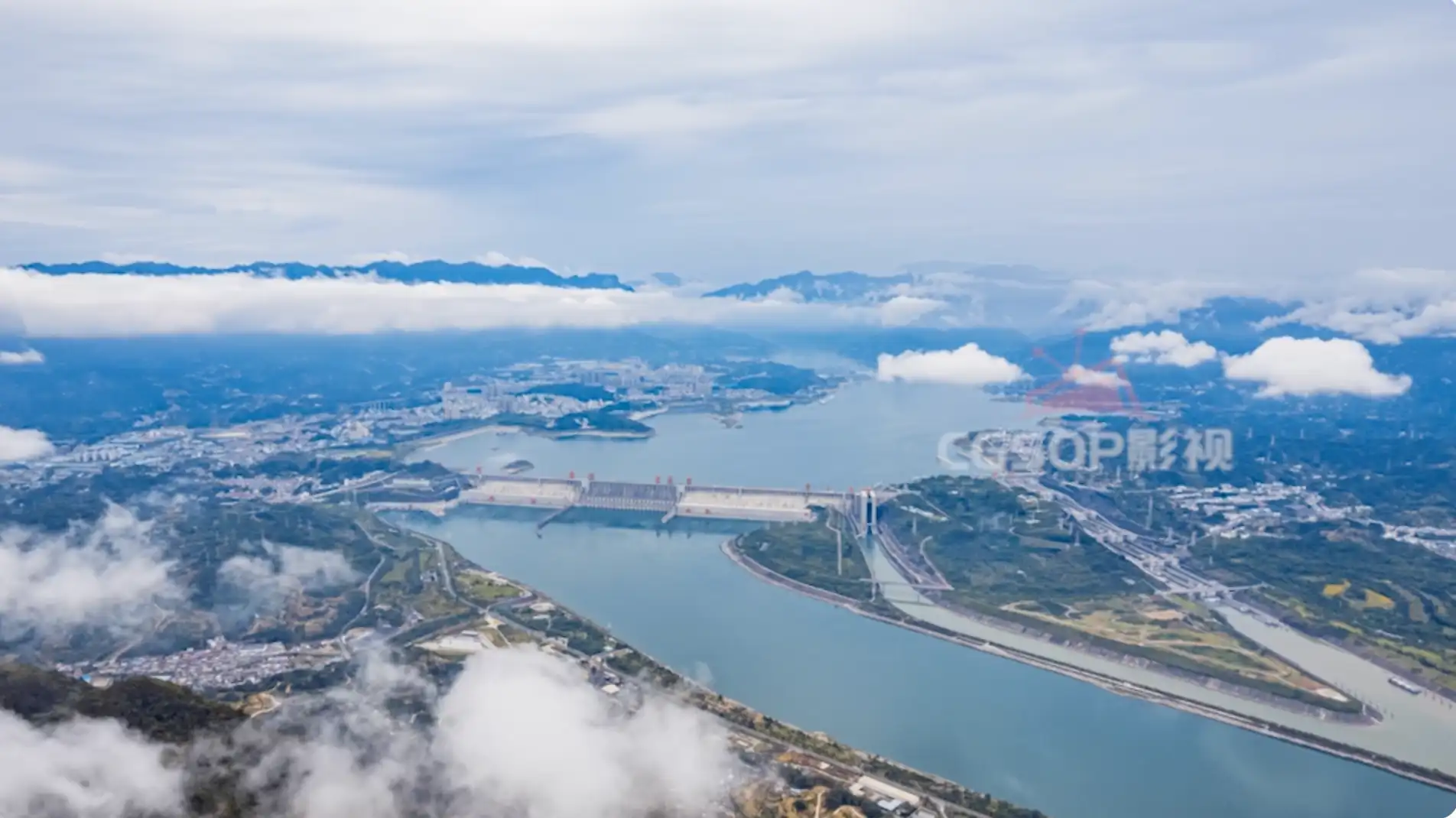 8k震撼长江三峡大坝全景自然风光延时
