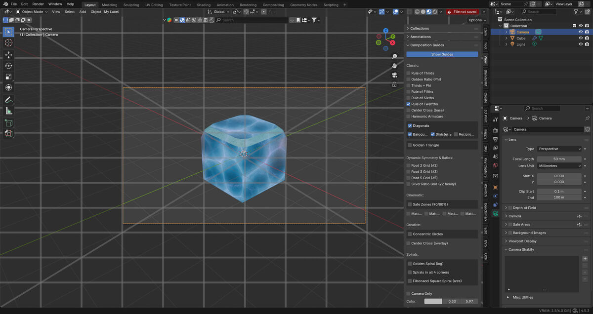 Blender插件-专业视窗美感构图指南工具 Composition Guides V1.3