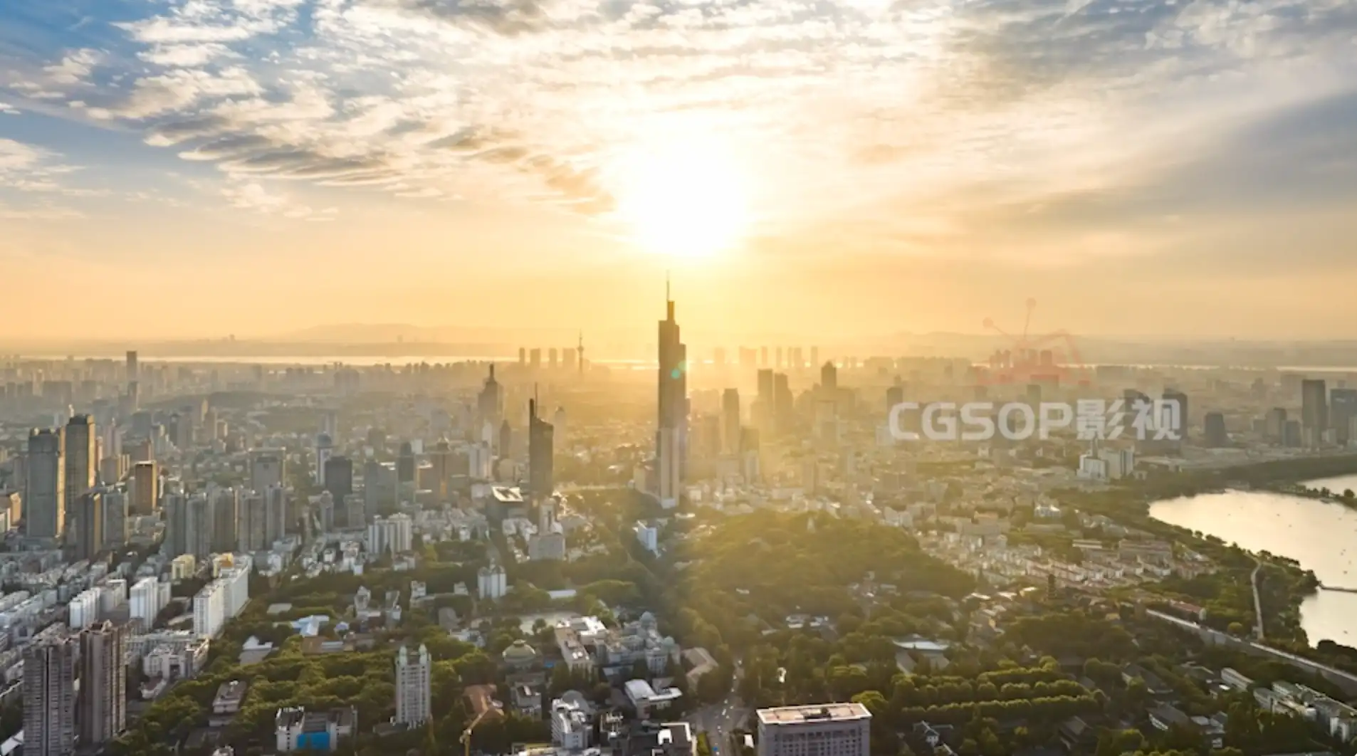 南京地标紫峰大厦延时航拍