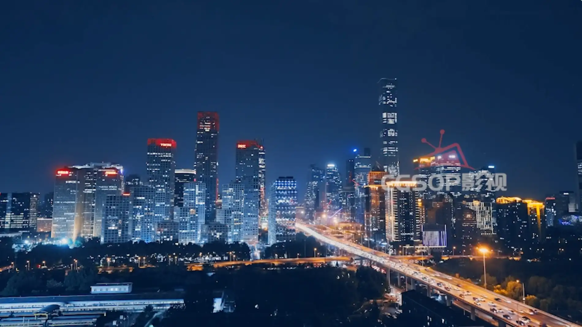 北京城市夜景交通车流都市